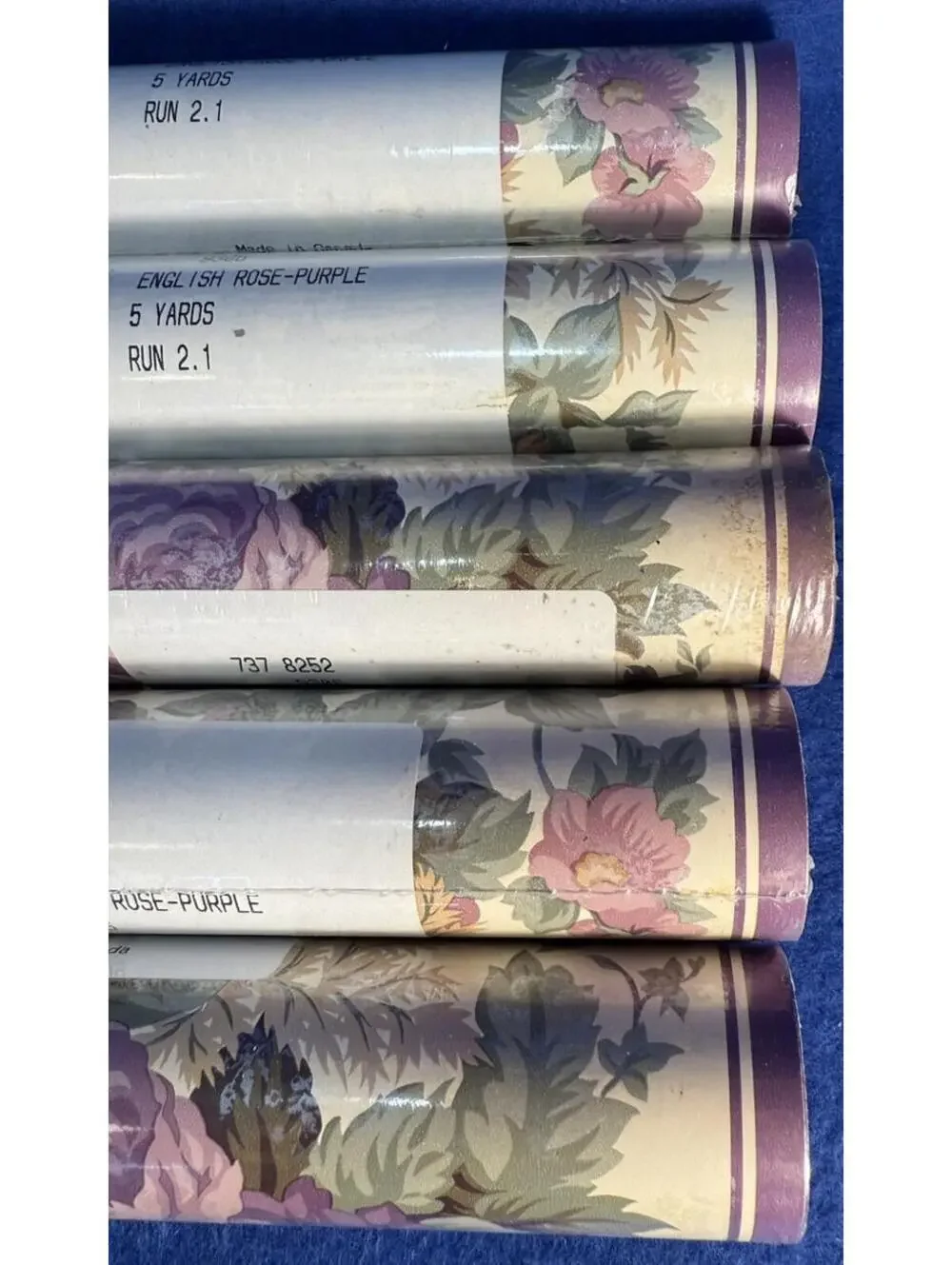 5 Rolls JCPenney ENGLISH ROSE- Purple Wallpaper Border 5 Yards Ea Vintage Floral